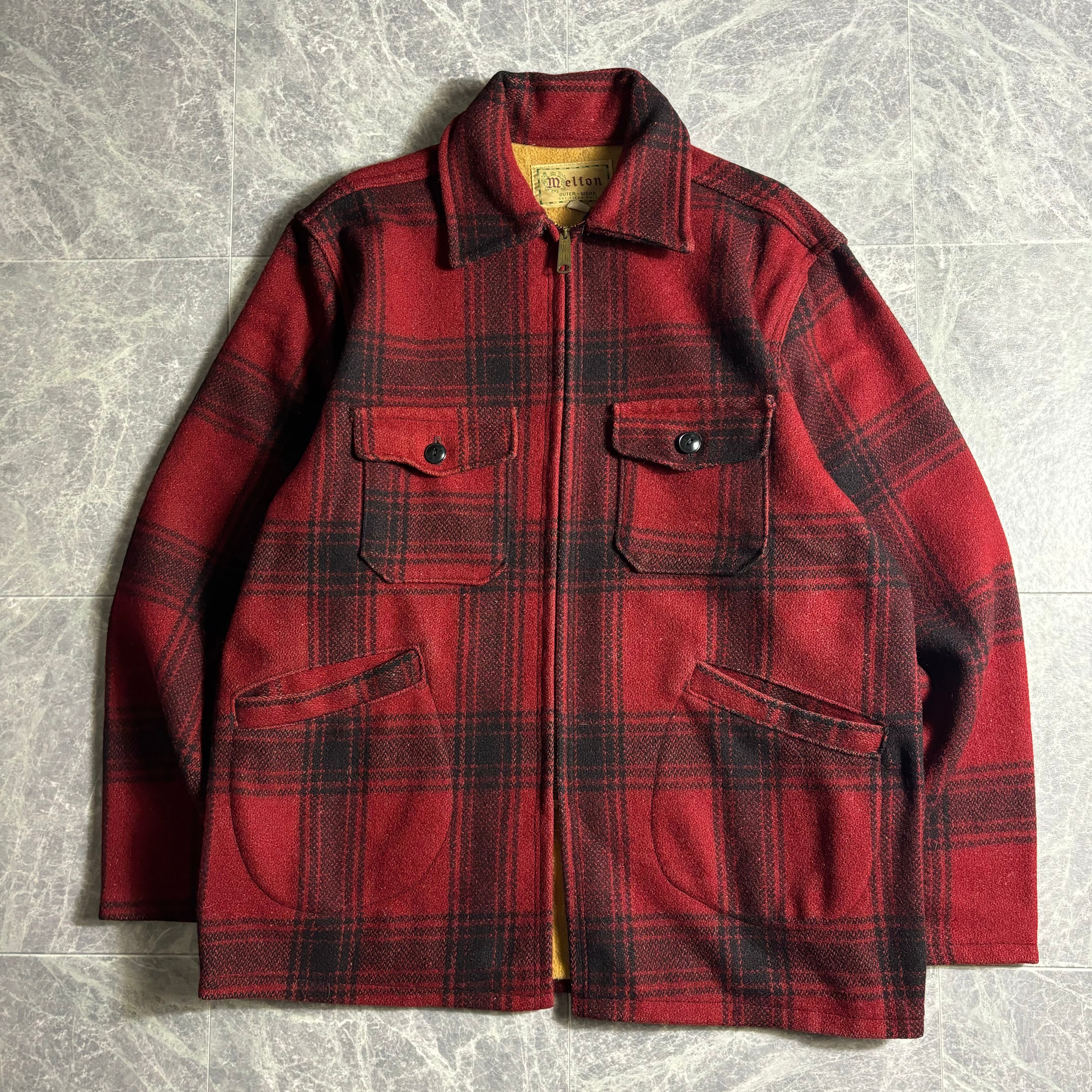 70s SEARS シアーズ ブロック バッファローチェック ウール x リネン