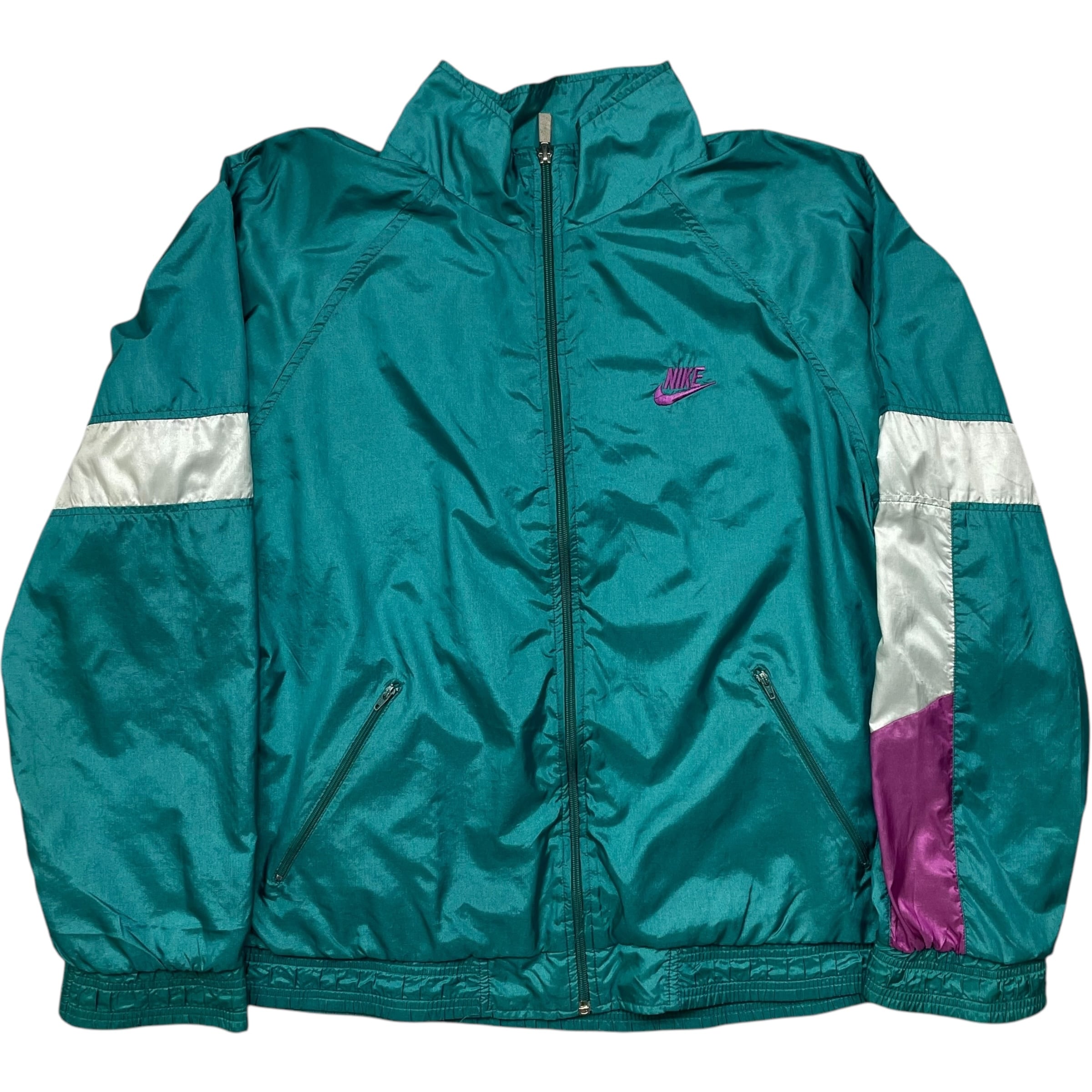 《M》 NIKE ナイキ ナイロンジャケット 刺繍 ワンポイント マルチカラー 80年代 vintage no.5151