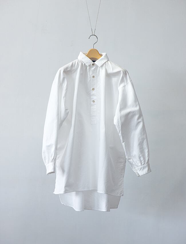 aulico : POTTERY BUTTON SHIRT / WHITE X BEIGE