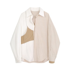 ＜新色登場＞ fake two-piece striped shirt