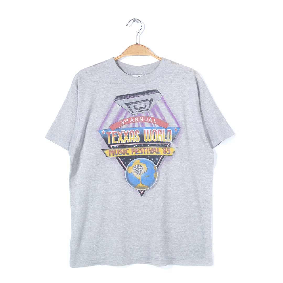 80s ディープパープル スコーピオンズ ボンジョビ ヴィンテージTシャツ ロックフェス ロックTシャツ メンズL グレー 古着 @AAG1030