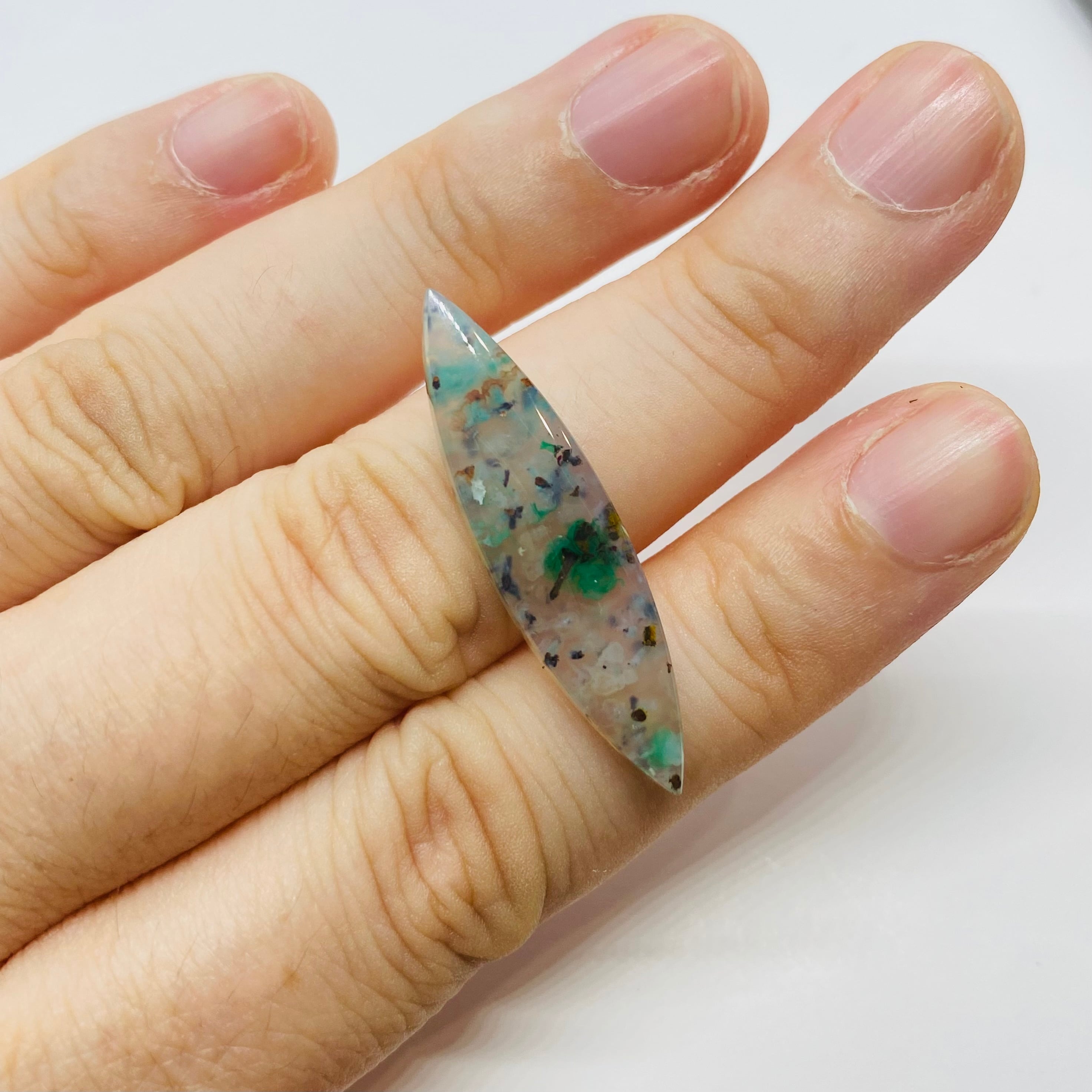 水中花　クリソコラ、自然銅入りアゲート