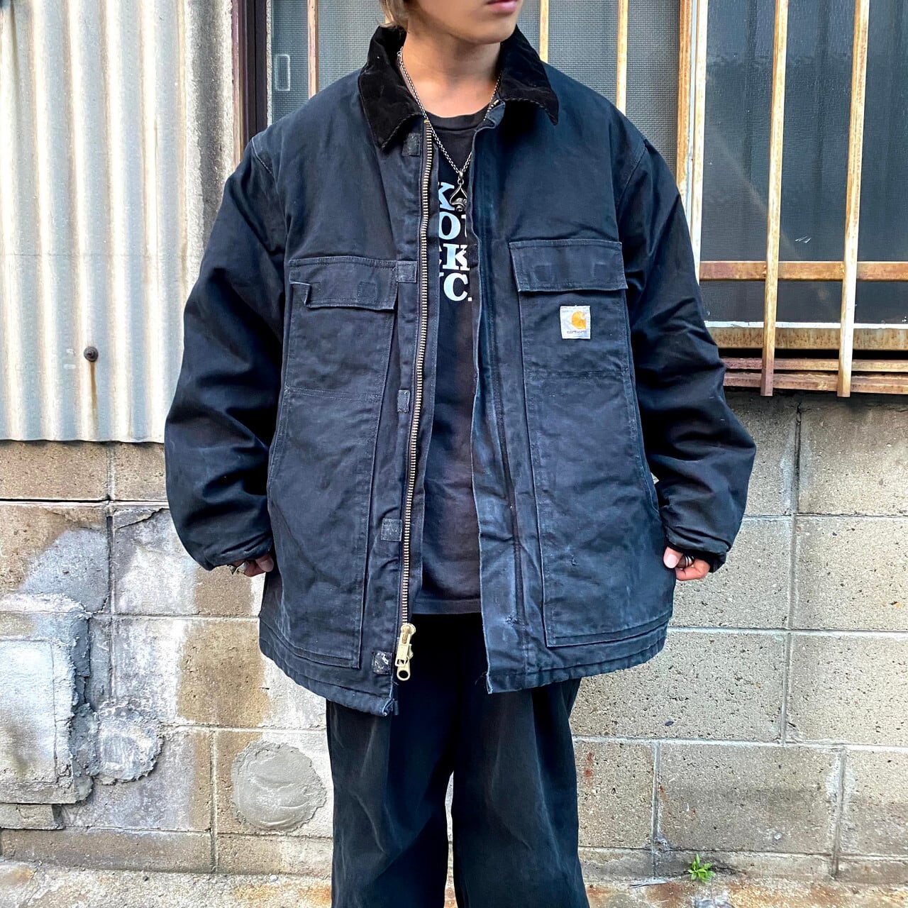 袖丈820carhartt トラディショナルコート ブラック ビッグサイズ