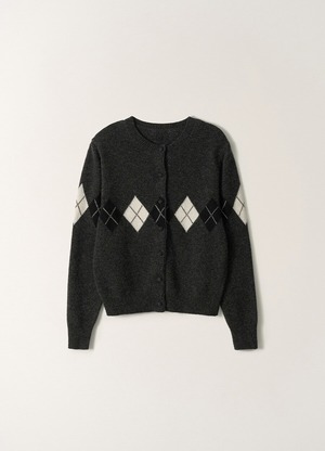 [NOTHING WRITTEN] Heritage Argyle Knit Cardigan (Dark Gray) 正規品 韓国ブランド 韓国通販 韓国代行 韓国ファッション ナッシングリトゥン 日本 店舗