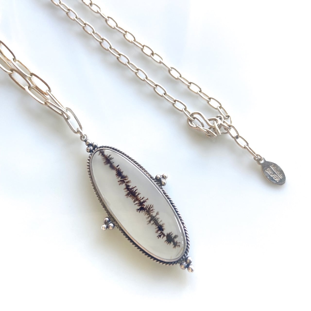 art jewelry marble　デンドリテックシルバーネックレス