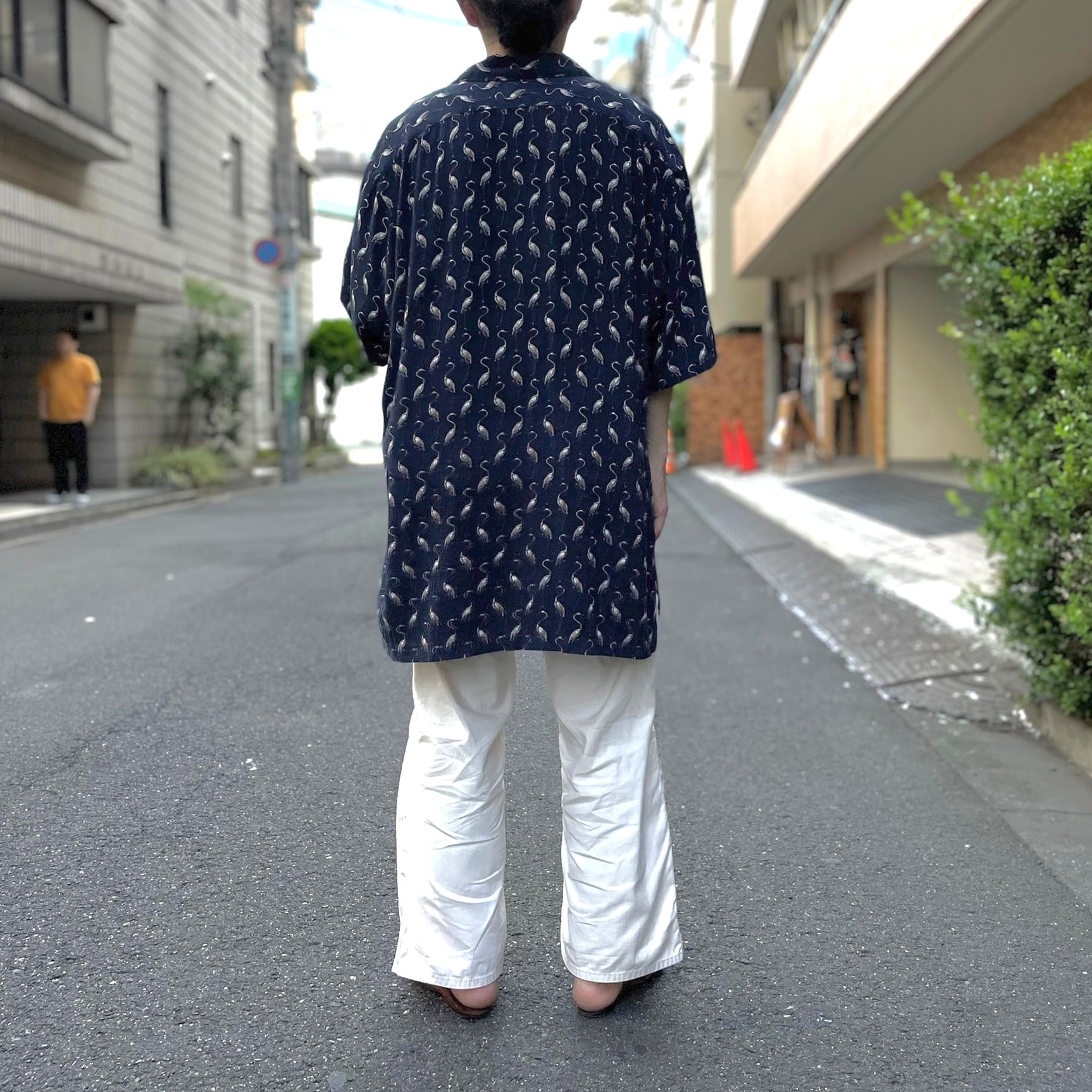 Polo by Ralph Lauren S/S 100%レーヨン フラミンゴ 総柄オープン