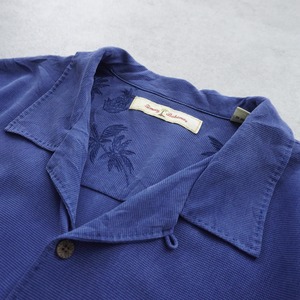 Tommy Bahama Silk open-collar shirt blue [XL] 古着