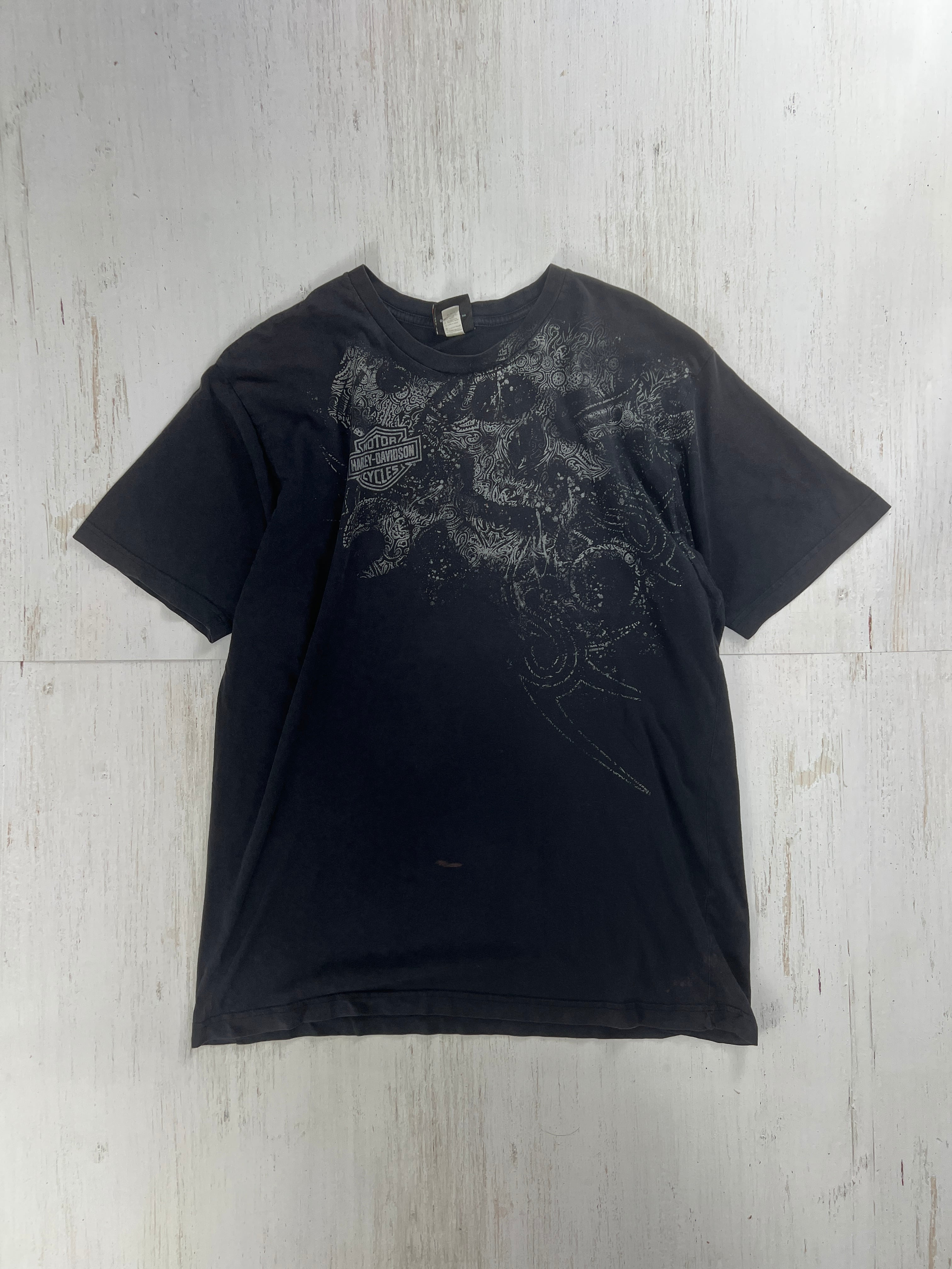 00’s ハーレーダビッドソン「バーネットH-D エルパソ」スカルグラフィックTシャツ ブラック 2XL #F551