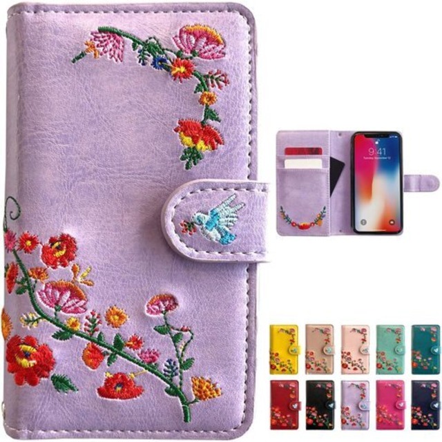 OPPO Reno9 A A301OP Reno7 A OPG04 A201OP ケース カバー 手帳型ケース ケース カバー 手帳型 Reno9A Reno7A Reno9Aケース Reno7Aケース Reno9Aカバー Reno7Aカバー オッポ NB 花刺繍 ラベンダーパープル purple 1458