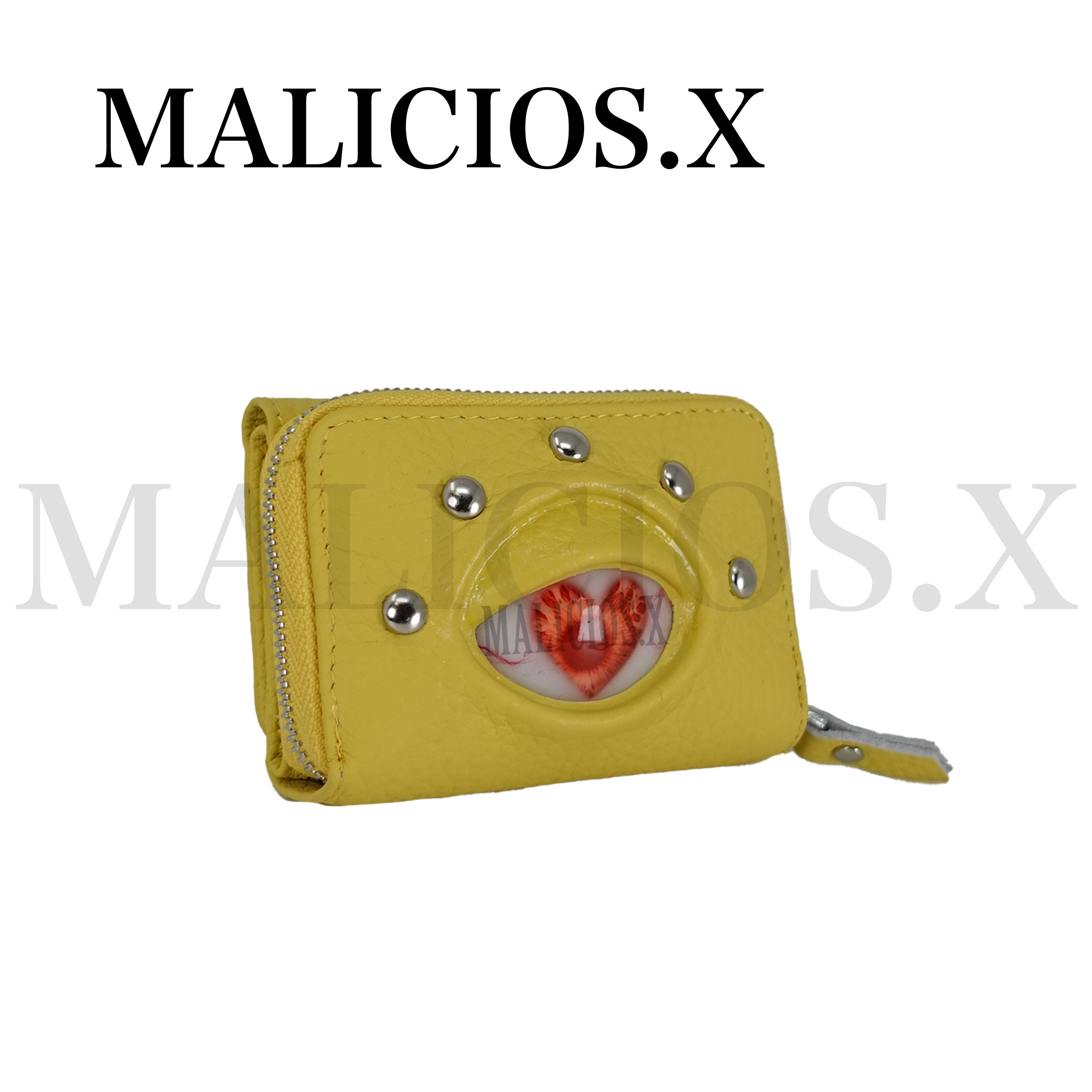 【未使用】MALICIOUS.X ミニ財布 Heart Eye Tri-folding mini wallet(Yellow) /Albino Red | MALICIOUS.X
