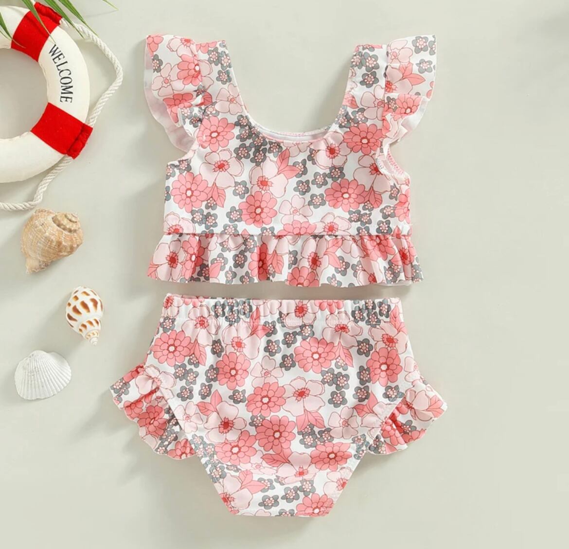 女の子 花柄セパレート水着