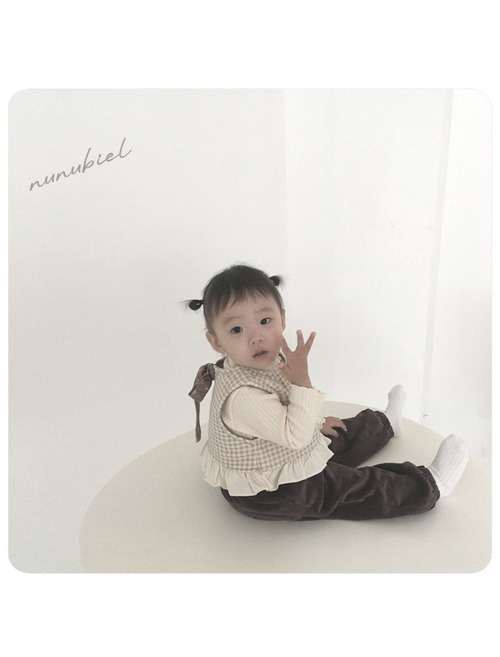 残り2点 即納⌇80,90cm リボン チェック ビスチェ