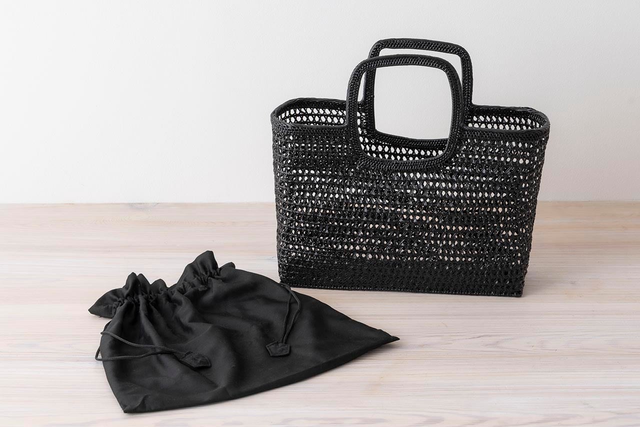 hint hint かごバッグ 中型 ベージュと黒 hint hint かごバッグ「BAG11」大（2色） | 中村江里子セレクション