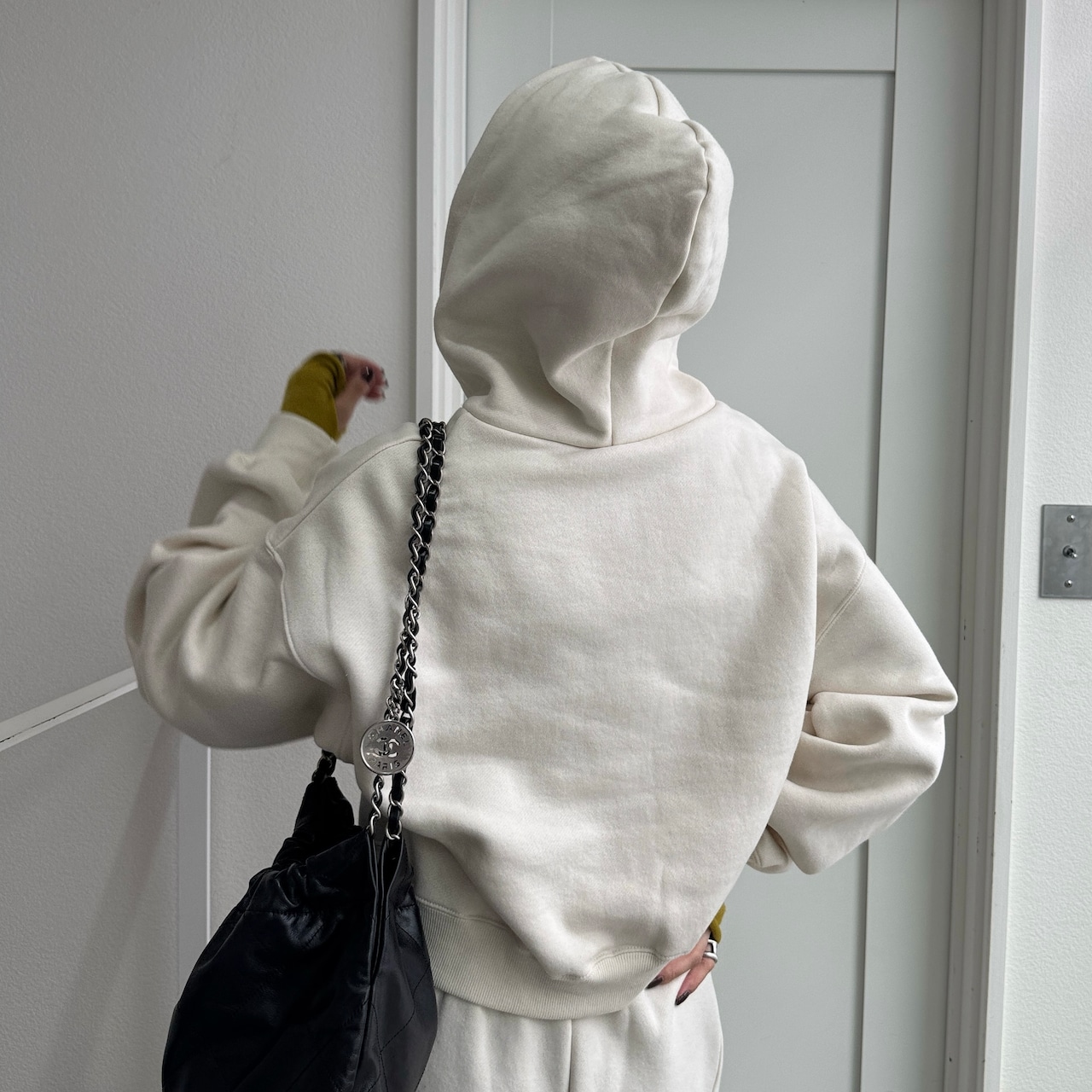 裏起毛ハーフZIPショート丈PK/エクリュ