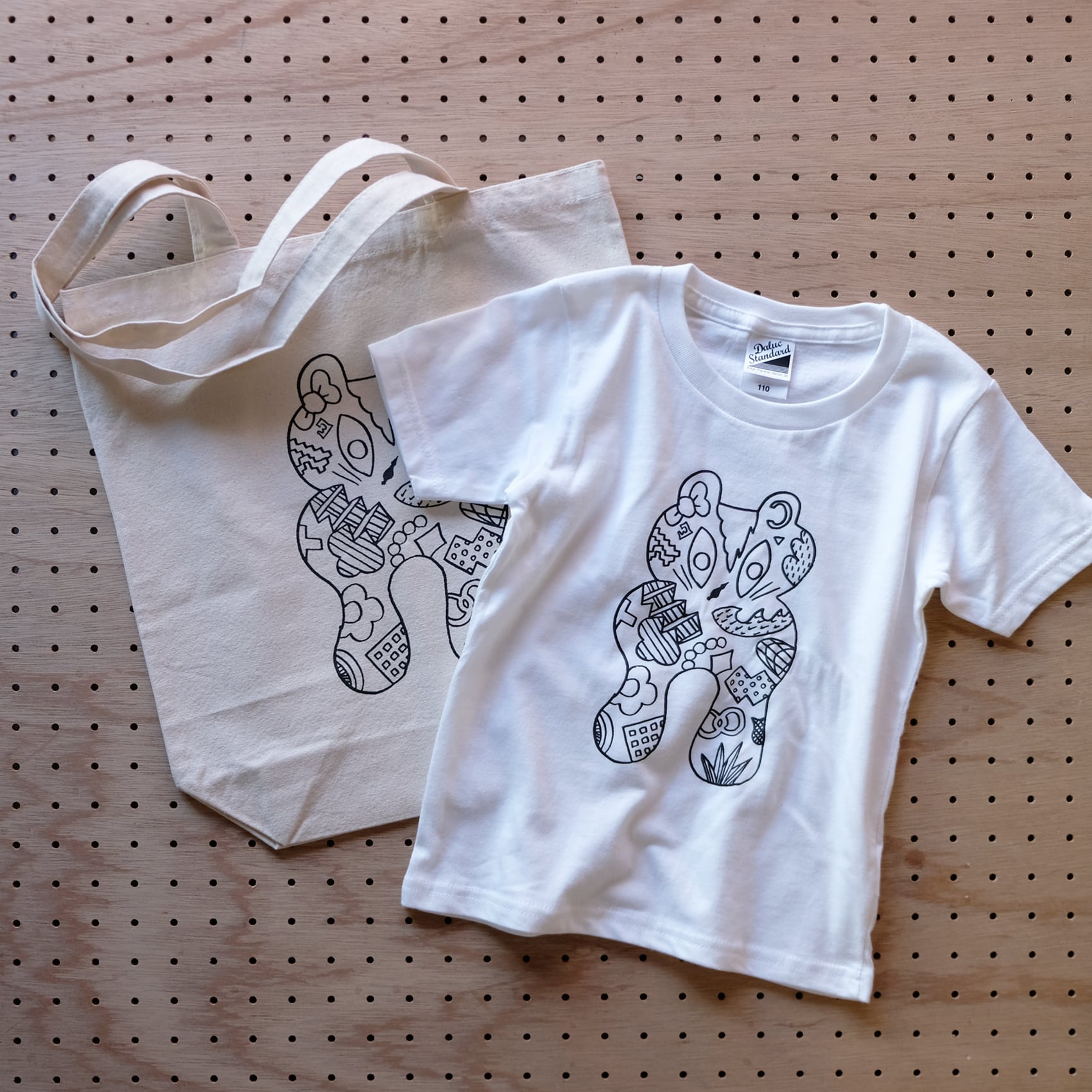｛NC｝ぬりえ キッズねこTEE・トートバッグセット