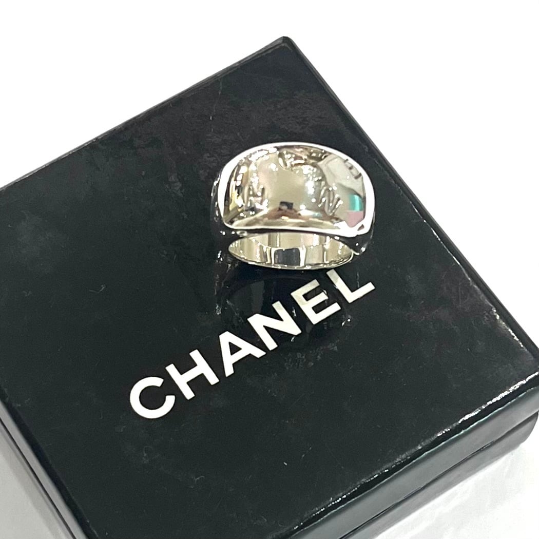 シャネルロゴ男性用リング CHANEL】T1987 シャネル ロゴ シルバーリング／シルバー925／存在感