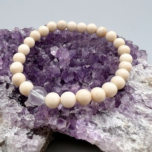 #004 Natural stone bracelet  【リバーストーン×水晶ブレスレット】