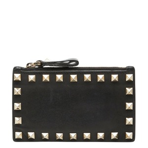 ヴァレンティノ ロックスタッズ コインケース カードケース ブラック レザー メタル レディース VALENTINO 中古