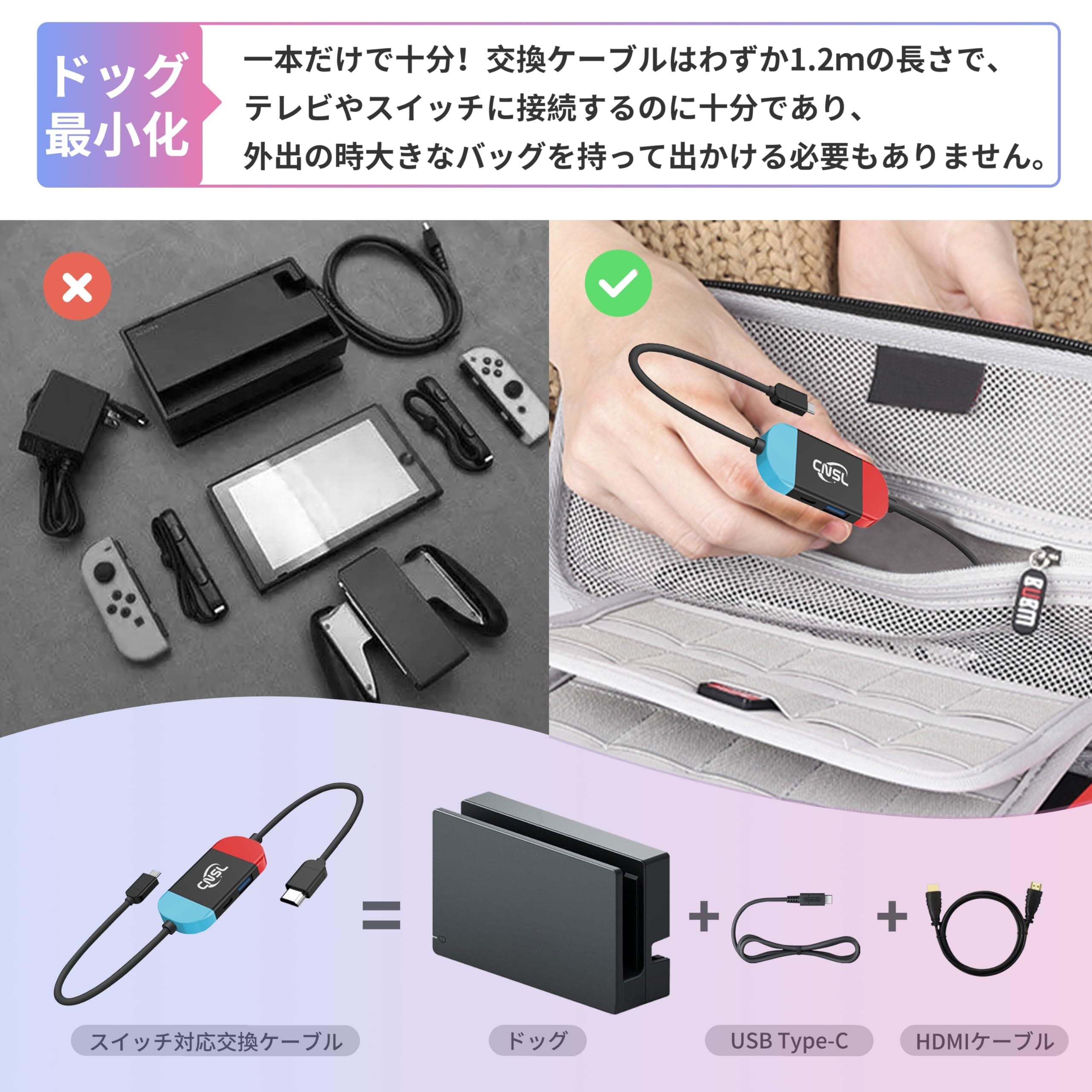 スイッチ ドックなし」CNSLミニSwitch ドック＆交換ケーブル/Steam