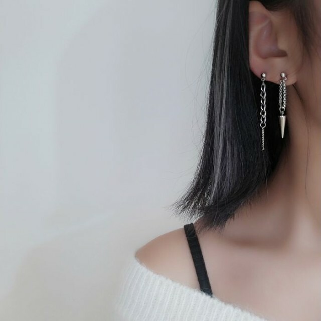 ピアス レディース メンズ スパイク チェーン ステンレス 金属 