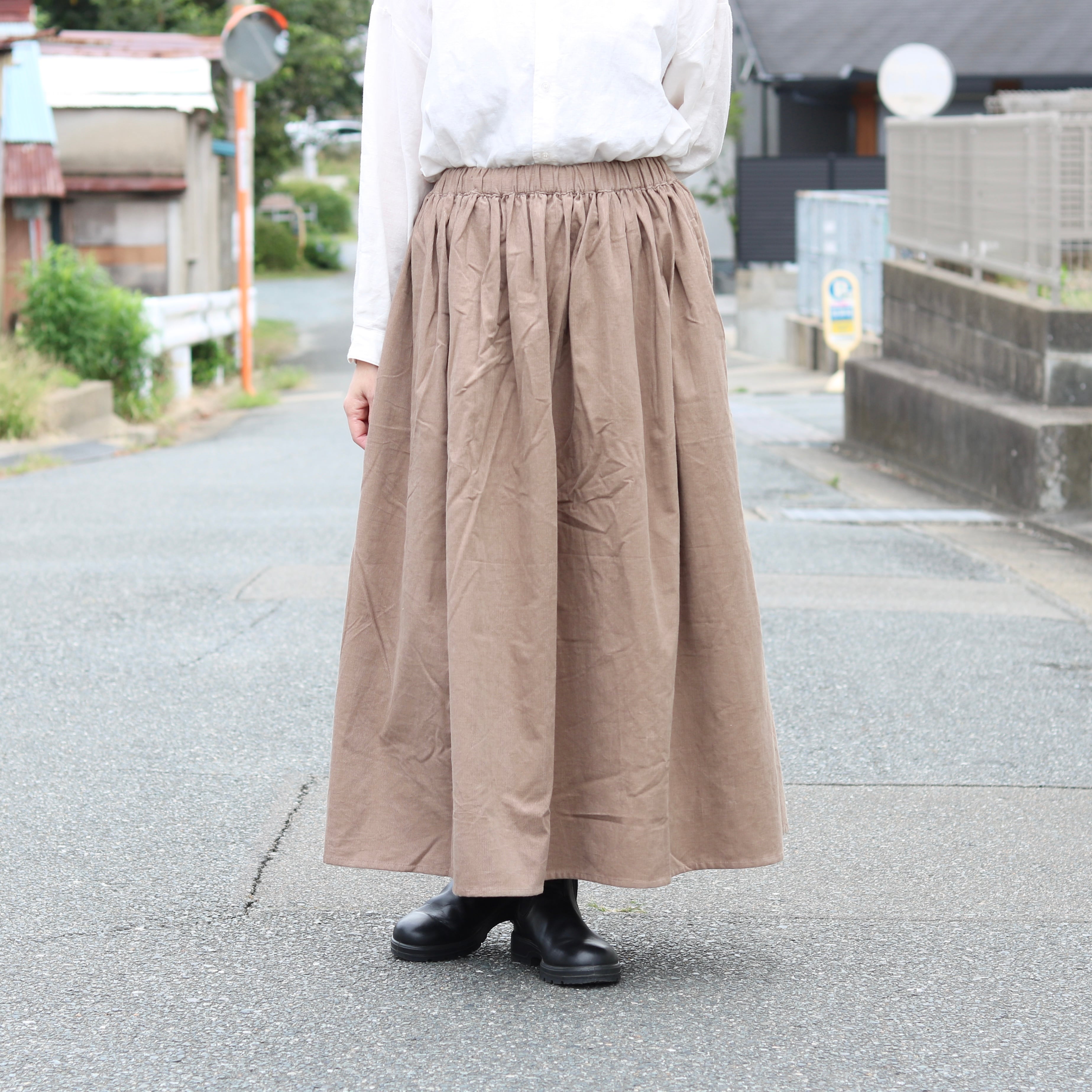 コーデュロイ ギャザースカート