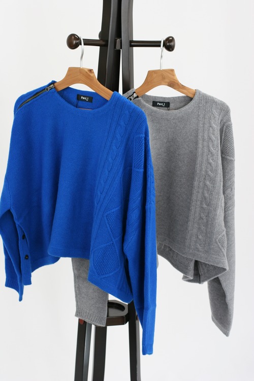 【Parc.1】Asymmetry cable knit tops（105-086355）