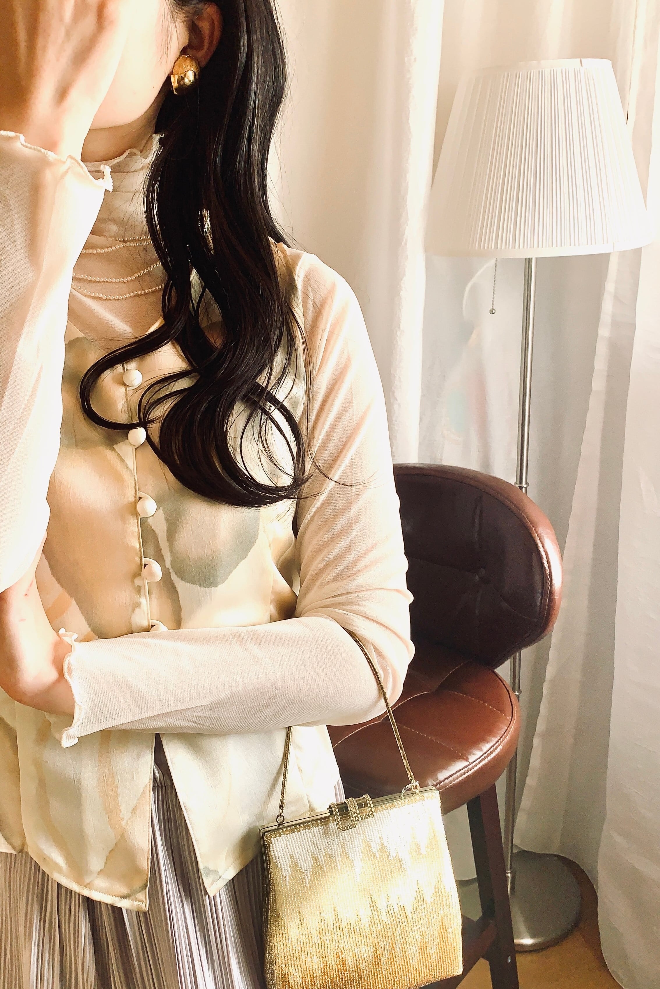 水彩サテンベスト クリームホワイト