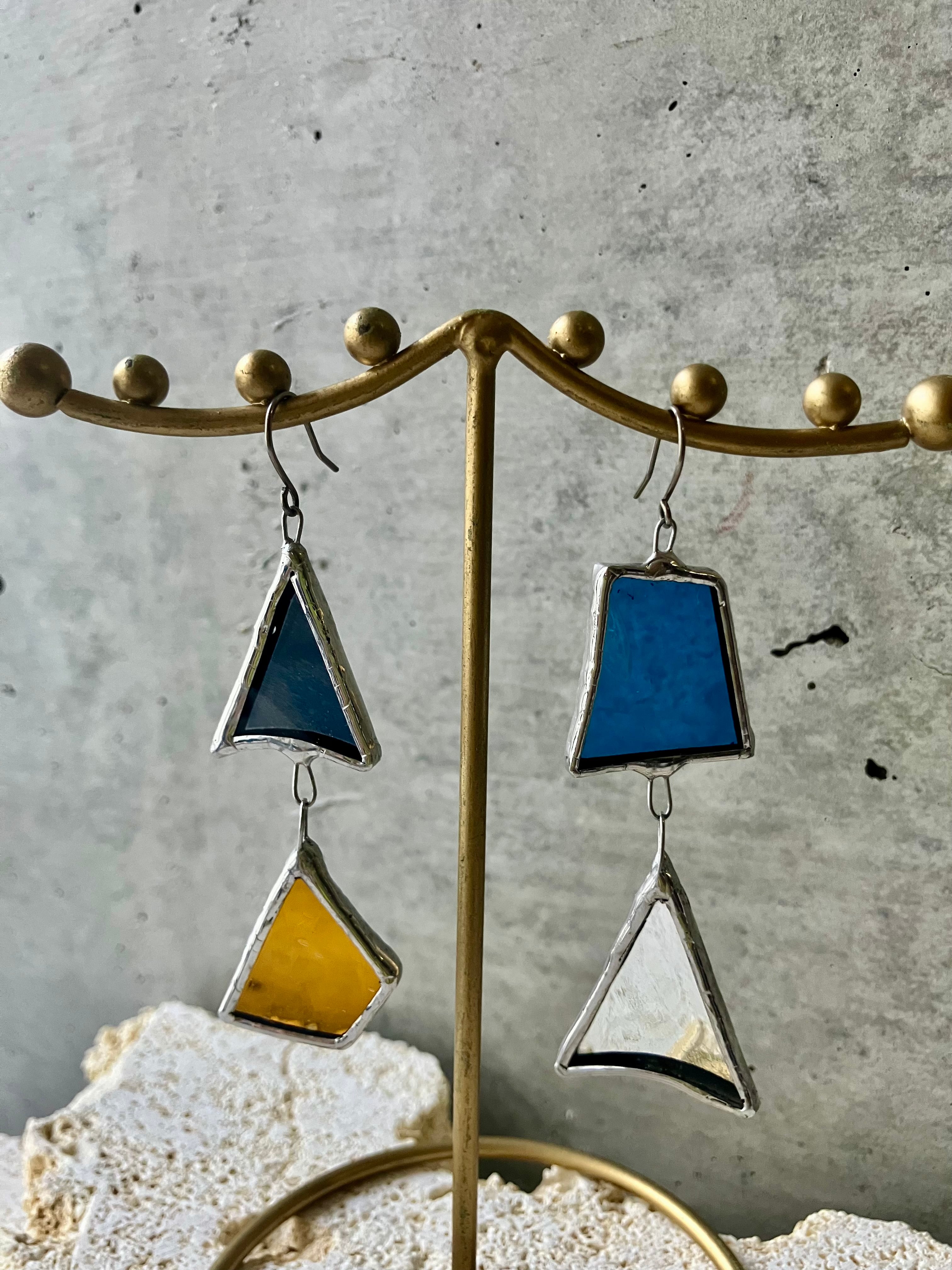 ピアス】ステンドグラス ハンドメイド ピアス アンティーク パネル