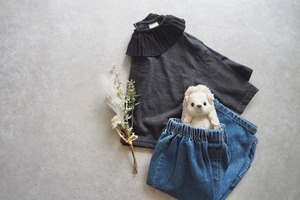 【nunubiel 】ラッフルカラーカットソー  80〜120cm【230918nu】