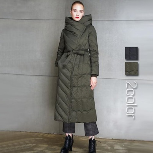 ウエストリボン ダウンジャケット レディース ダウン コート ロングコート ダウン コート ロング モードコート アウター スタンドカラー 大きいサイズ 暖かい ロングダウンコート ドレス デイリー