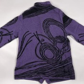 カシミヤ100% ALT MODER アルトモーダー デザイン ニット カーディガン M~L/パープル×ブラック レディース