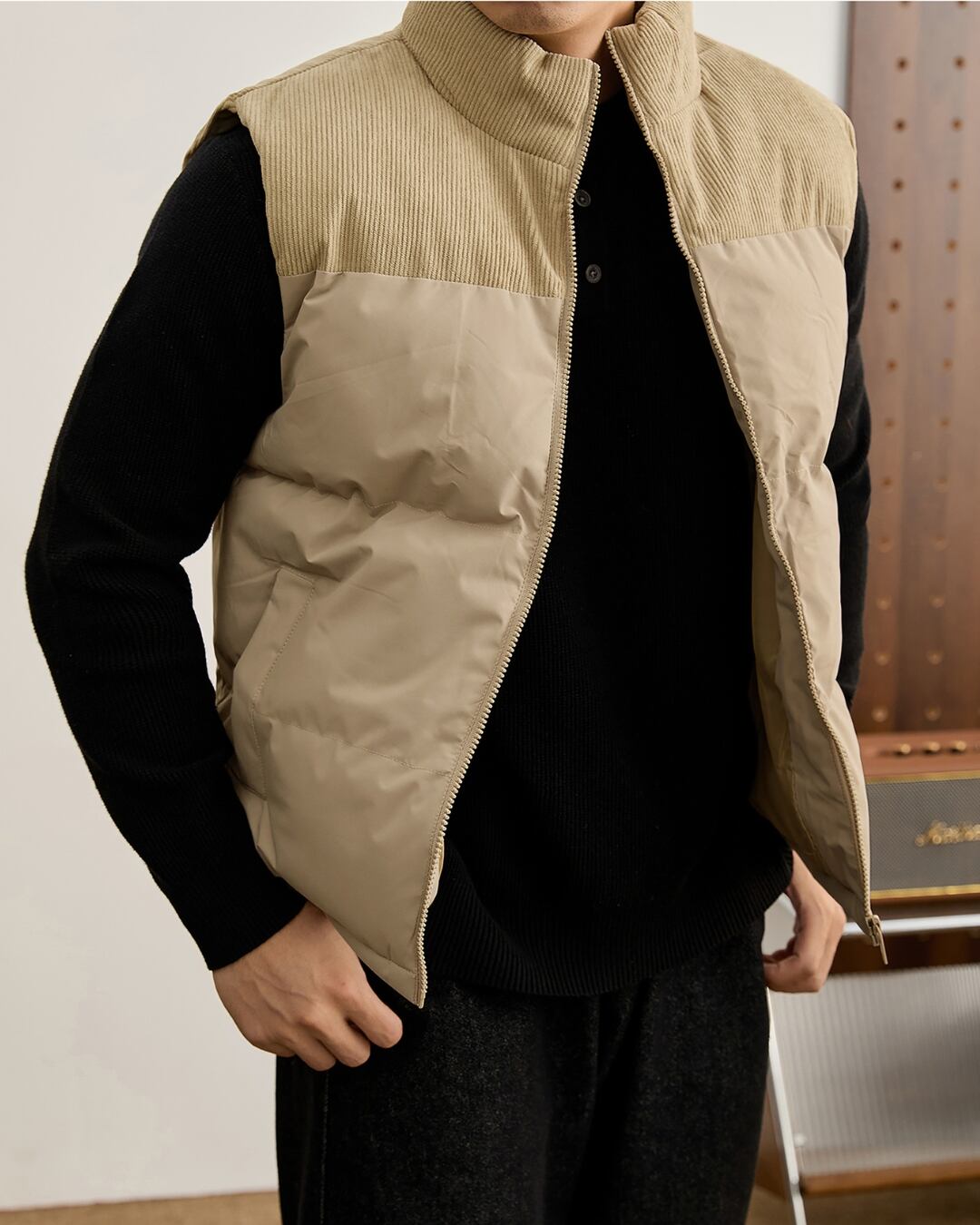 レトロ コーデュロイベスト 2色 A0092