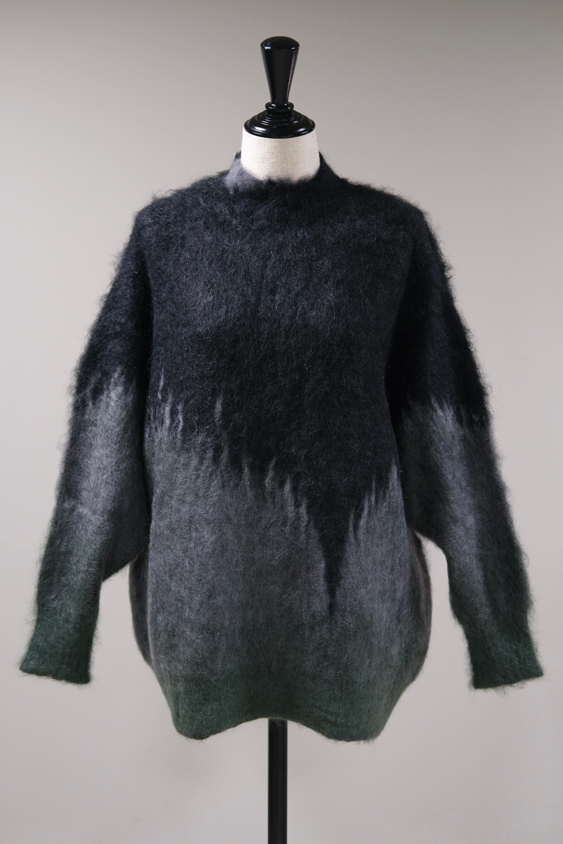Mame Kurogouchi】Drip Glaze Pattern Mohair Knitted Top- khaki - | loop