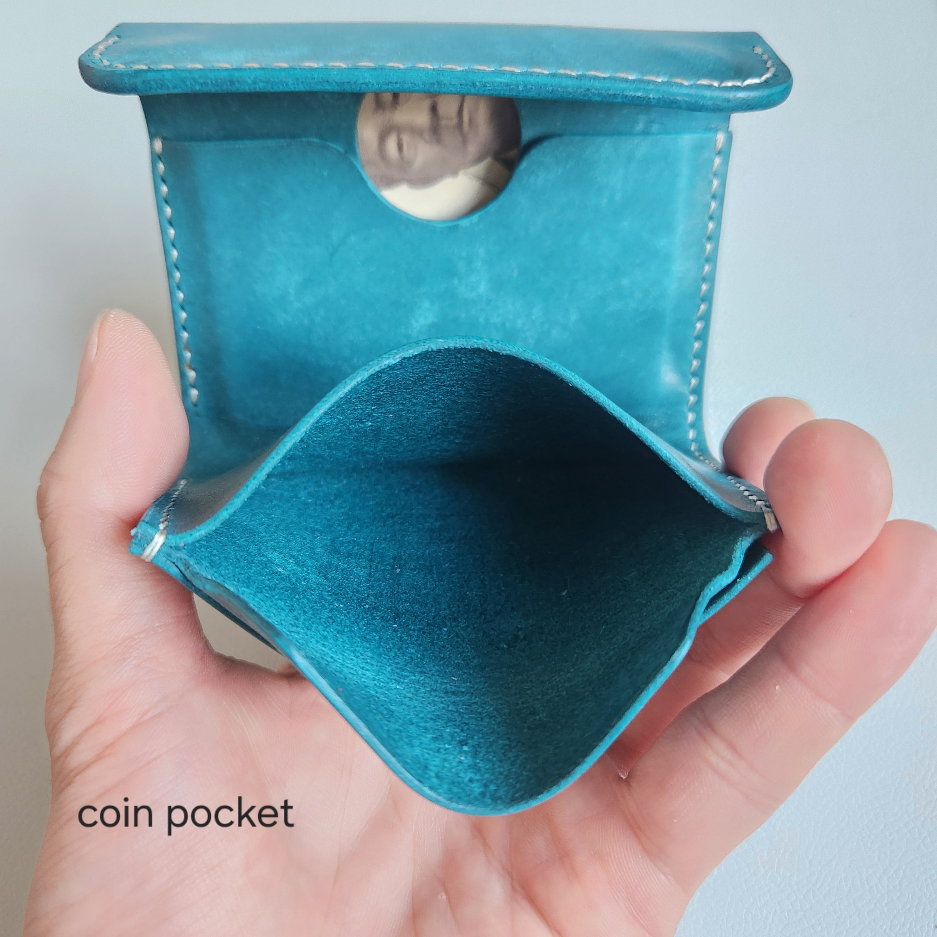 本革】お札の顔が見える！コンパクト三つ折財布 コバルトブルー 【公式