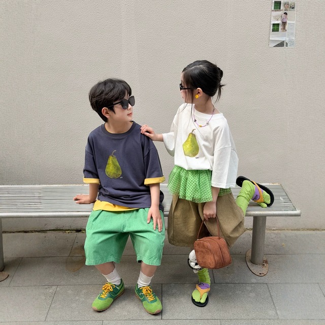 【KID】洋梨プリントフルーツ柄半袖Tシャツ - 6