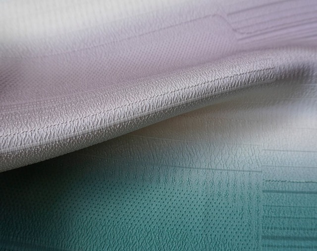 【和小物さくら・帯揚げ】錆浅葱✕浅紫　意匠段違い横段暈し帯揚げ　No.A240911㉑