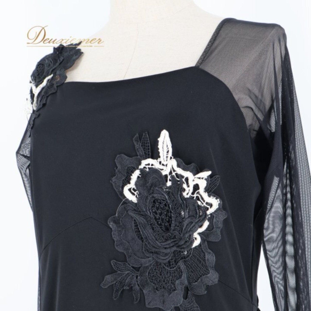 社交ダンス 衣装 セキネ SEKINE 日本製 ワンピース ドレス ブラック系 黒 レース ダンス パーティ 発表会 フリル 上品 綺麗 おしゃれ レディース ステージ衣装 ダンス衣装 エレガント パーティドレス フォーマル シンプル