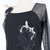 社交ダンス 衣装 セキネ SEKINE 日本製 ワンピース ドレス ブラック系 黒 レース ダンス パーティ 発表会 フリル 上品 綺麗 おしゃれ レディース ステージ衣装 ダンス衣装 エレガント パーティドレス フォーマル シンプル