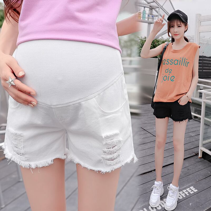 【新作】【送料無料】 マタニティウェア2020夏オールマッチニューデニム妊娠中のベリーリフトショーツファッションハイウエスト擦り切れた妊娠中のショーツ-アリババ ハイウェスト サマー 夏物 ブルマー expec254114965562