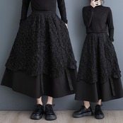 レイヤードデザイン フレアスカート 00086