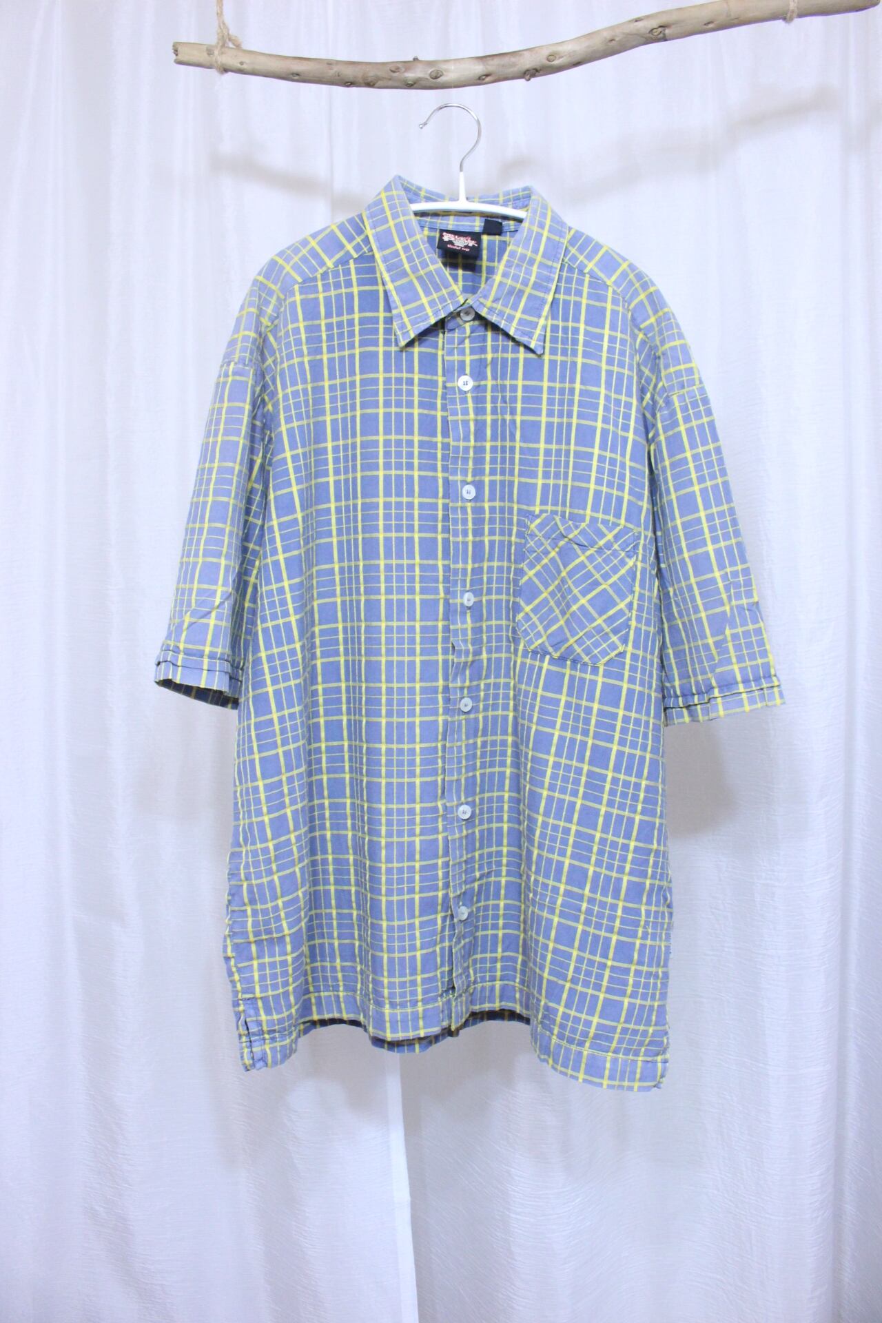 チェックシャツ gray × yellow