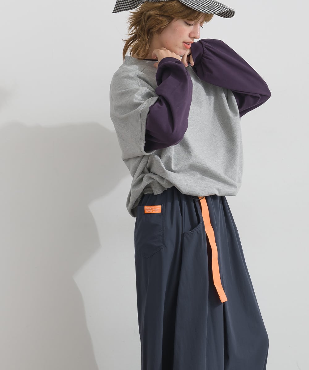 K263111 綿混ミニ裏毛 裾ドローストリングレイヤードベスト / Cotton
