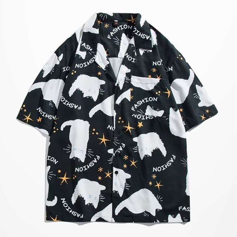 極美品■レオナール　半袖　シャツ　コットン　総柄プリント　黒　大きいサイズ 極美品□レオナール 半袖 シャツ コットン 総柄プリント 黒