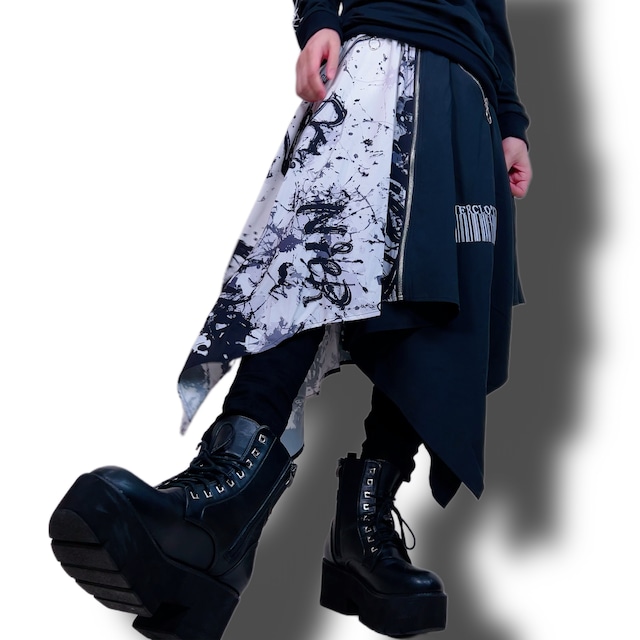 《1時間限定シークレットタイムセール》TWO-TONE UNISEX SKIRT【CRASH】