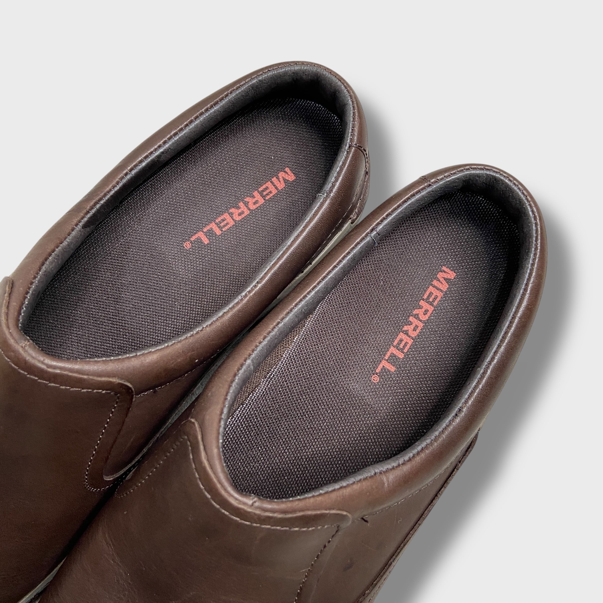 美品 MERRELL メレル アンコールQ2 レザークロッグサンダル ブラウン