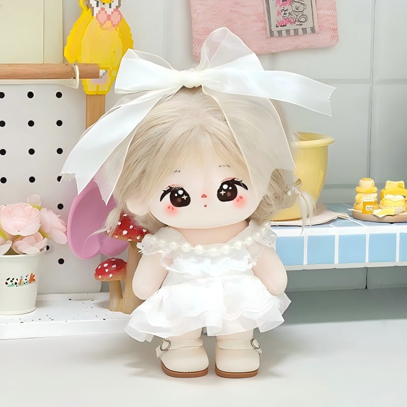 20cmぬいぐるみ用 チェリー柄/花柄/パール ワンピース+ヘア