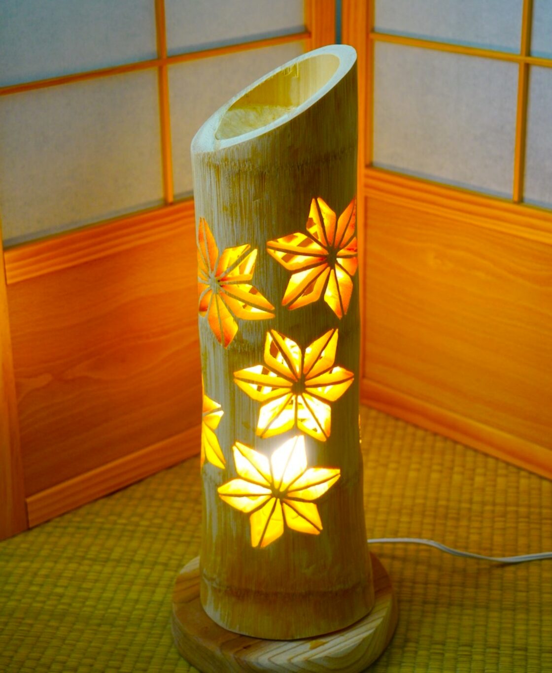 ◇全面彫◇竹灯り・竹あかり・竹灯籠 ～～ 片付い 癒しの灯り ☆竹 