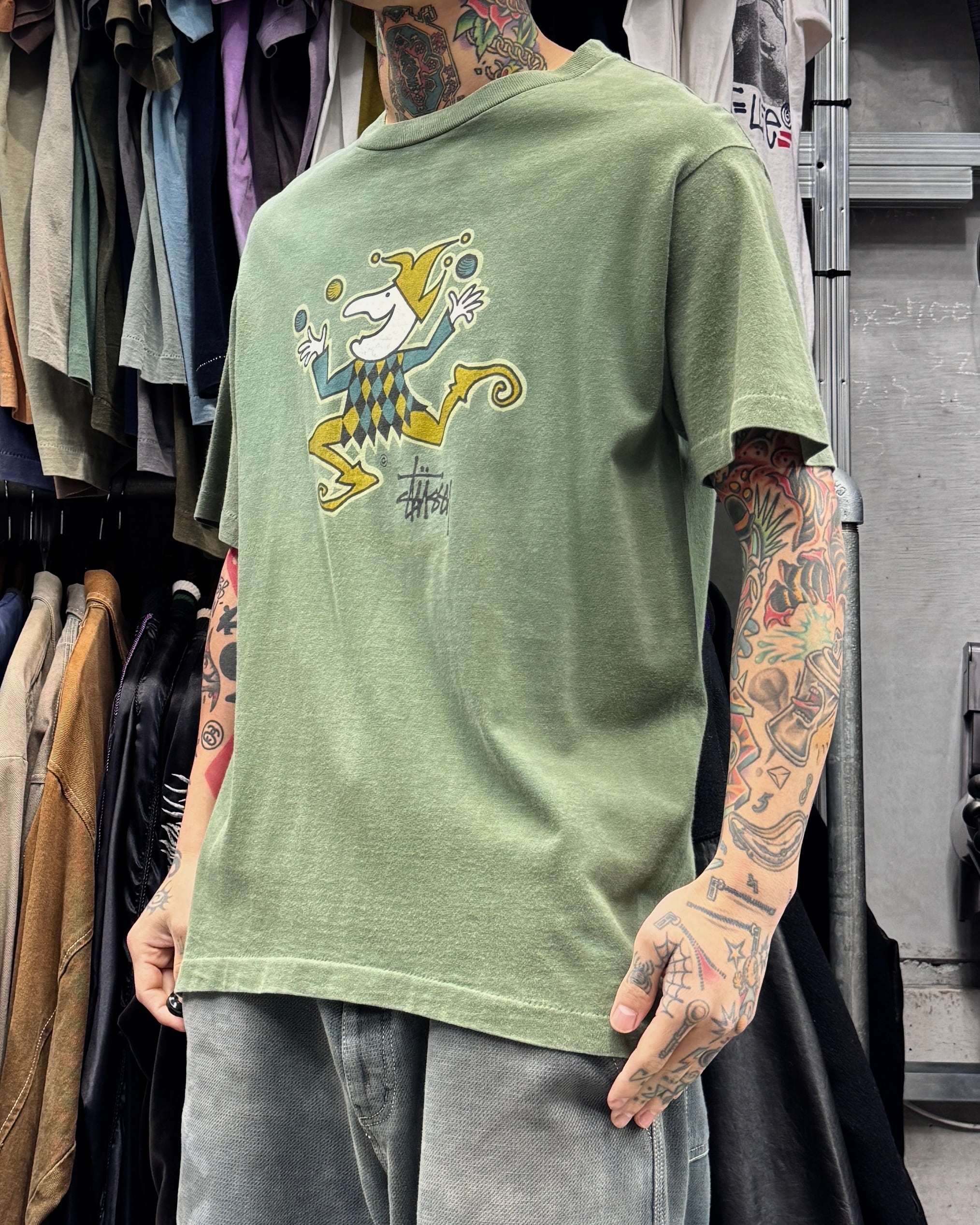 90's old stussy Juggler Joker Design Tee “黒タグ” “ジャグラー