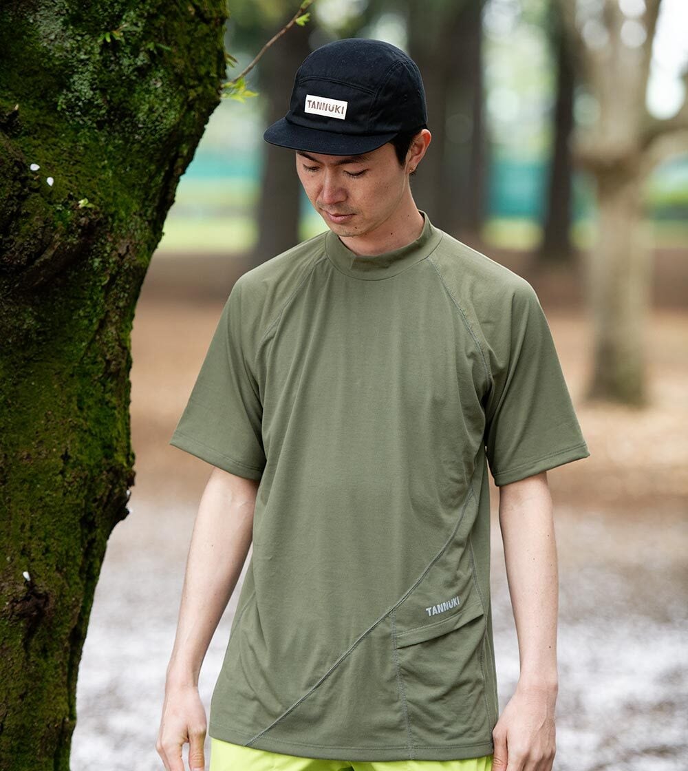 Sato SS Mock Neck: Color Green | TANNUKI Running Wear Shop