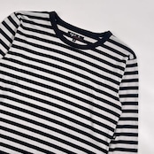 フランス製 agnes b. アニエスベー ボーダー 長袖 Tシャツ カットソー イ/ブラック×ライトグレー系 レディース